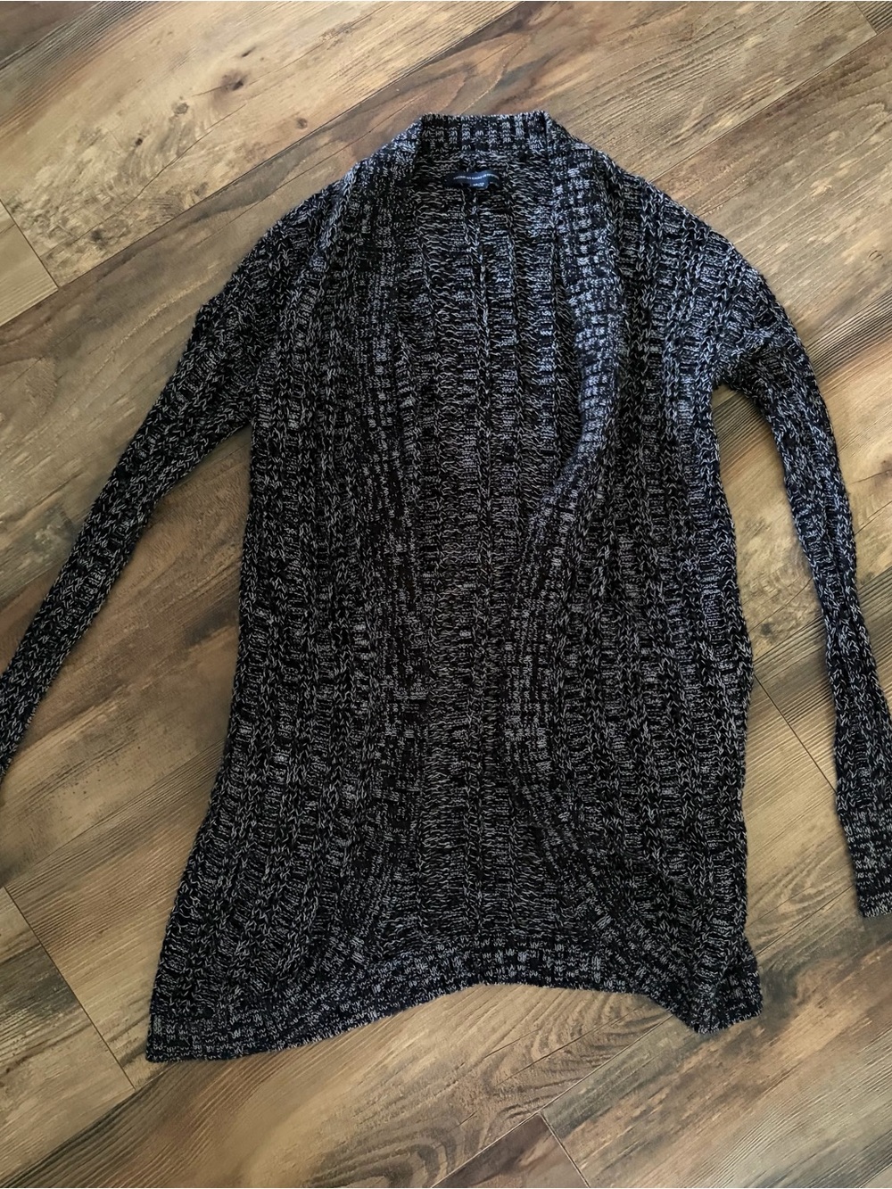 American Eagle Outfitters Black & Gray Marled Open-Front Cardigan